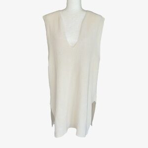 Zara Ecru Cream Sleeveless Linen Knit Sweater Vest Tunic Top / Mini Dress - M